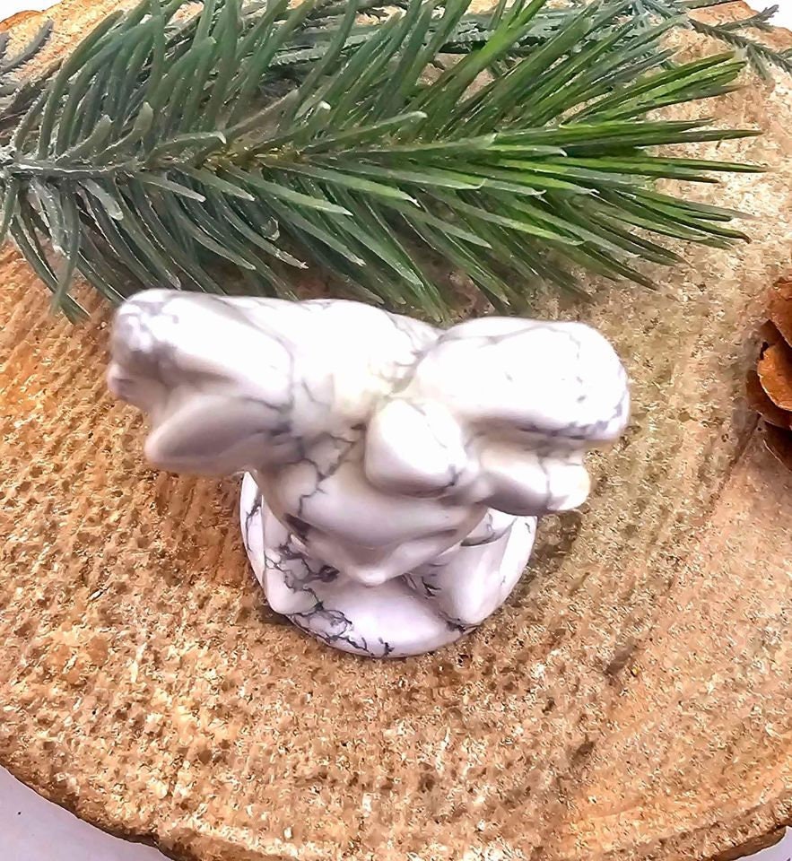 Adorable Nature Howlite Hand Carved Forest Spirit Decor Figure