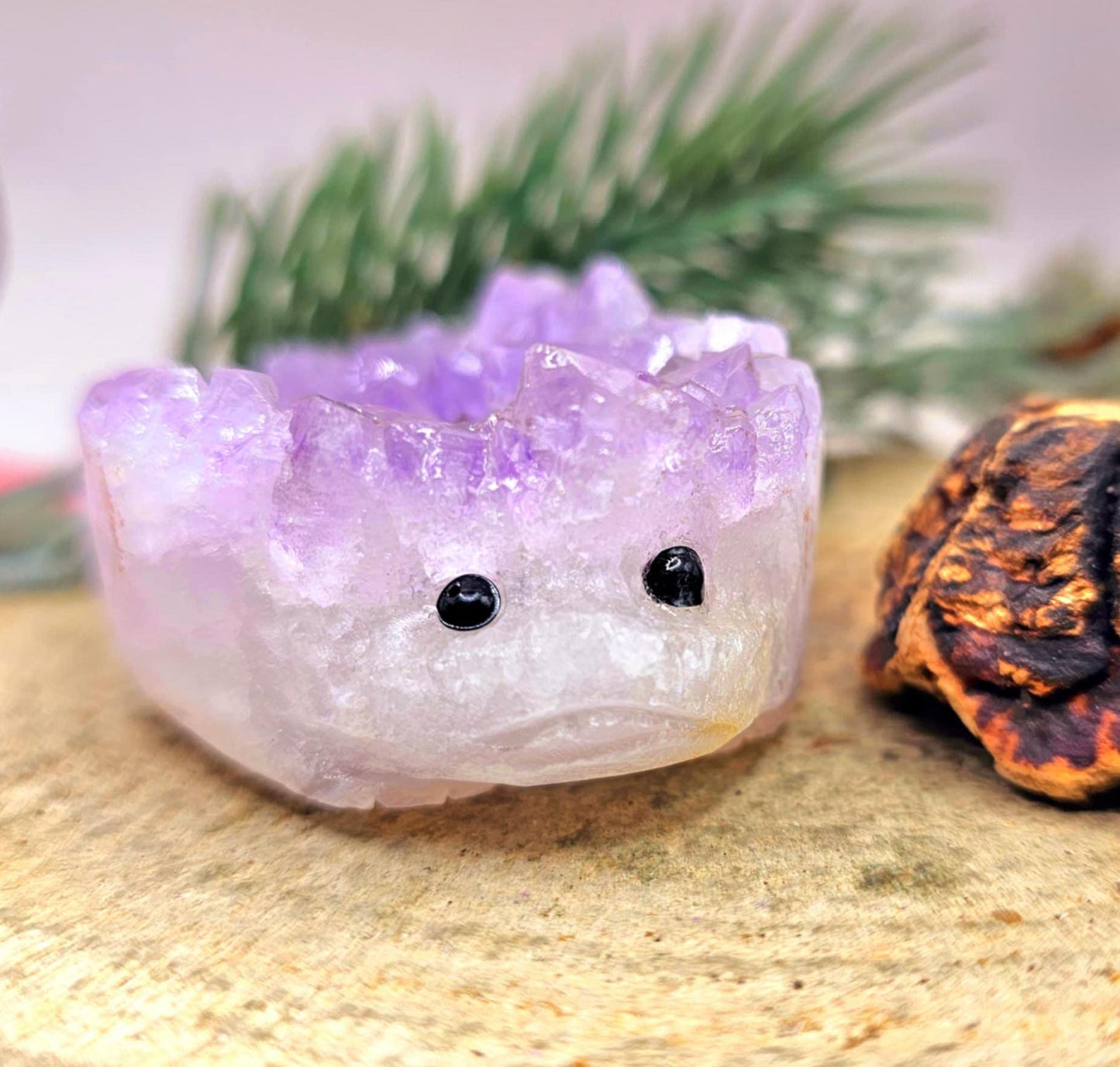 Nature Amethyst Agate Hand Carved CuteHedgehog Decor Figure