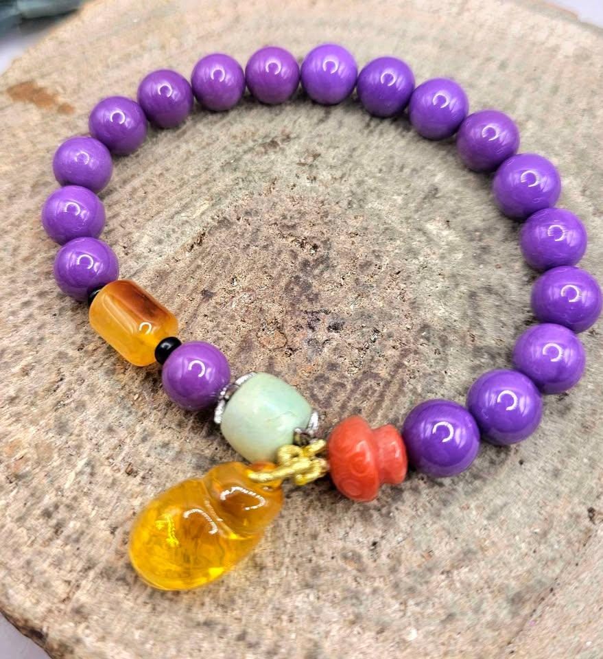Nature Purple Mica Green Jasper Chakra Bracelet