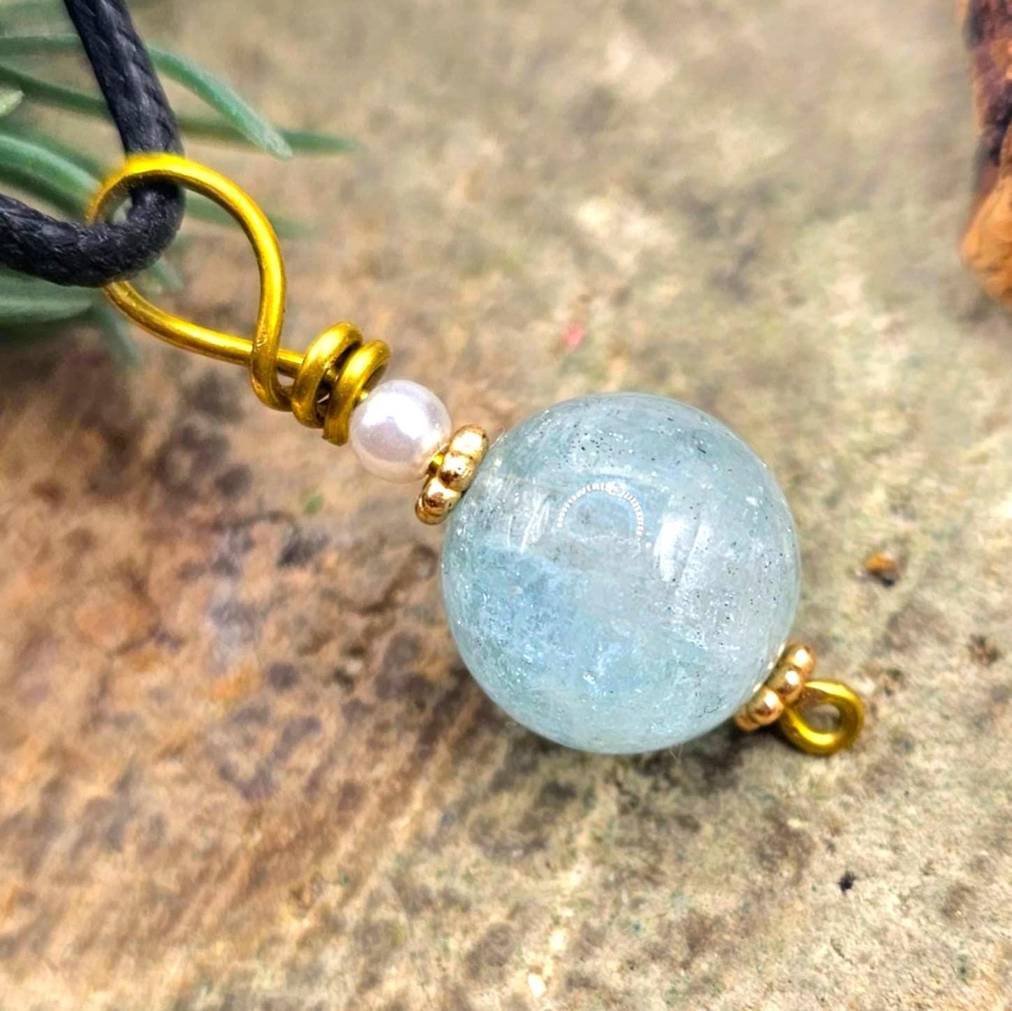 Nature Morganite Big Round Bead Pendant Necklace