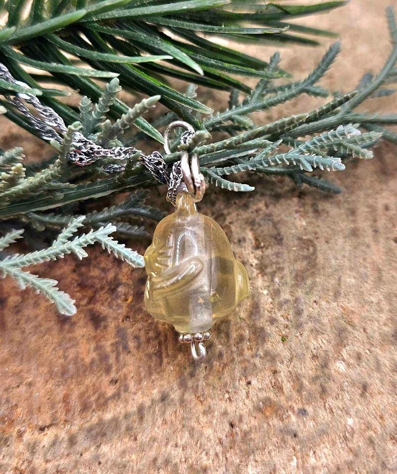Nature Citrine Hand Carved Cute Totoro Inspired Pendant Necklace