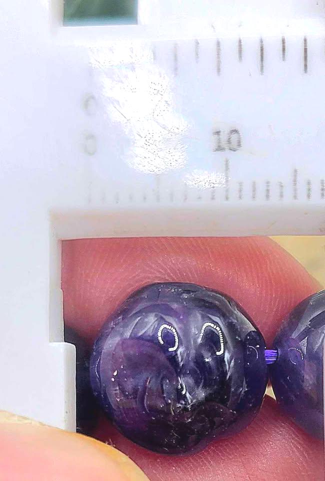 Rare Nature Amethyst Carved Happy Buddha Bead Bracelet