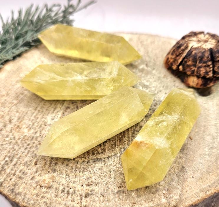 Beautiful Heated Citrine Crystal Double Tips Wand Point