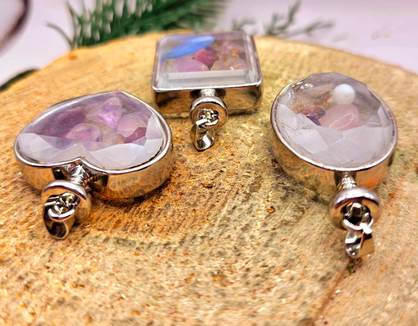 Nature Super Seven Mixed Stone Floating Pendant Necklace