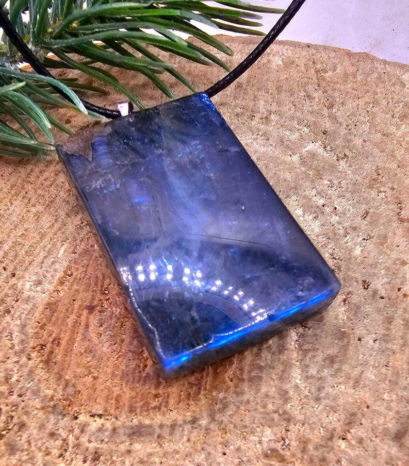 Nature Labradorite Carved Flashy Hidden Evil Monk Pendant Necklace
