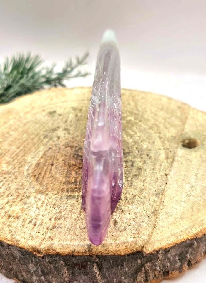 Rare Nature Fluorite Hand Carved 5.5" Fish Figure