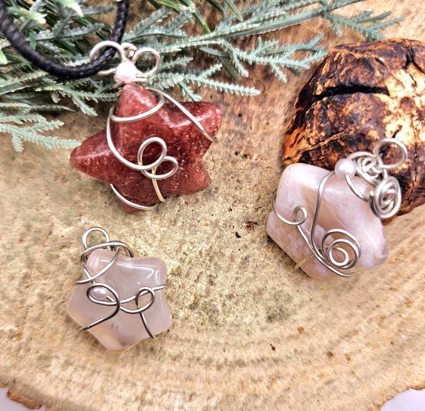 Nature Crystal Stone Quartz Wire Wrapped Pendant Necklace