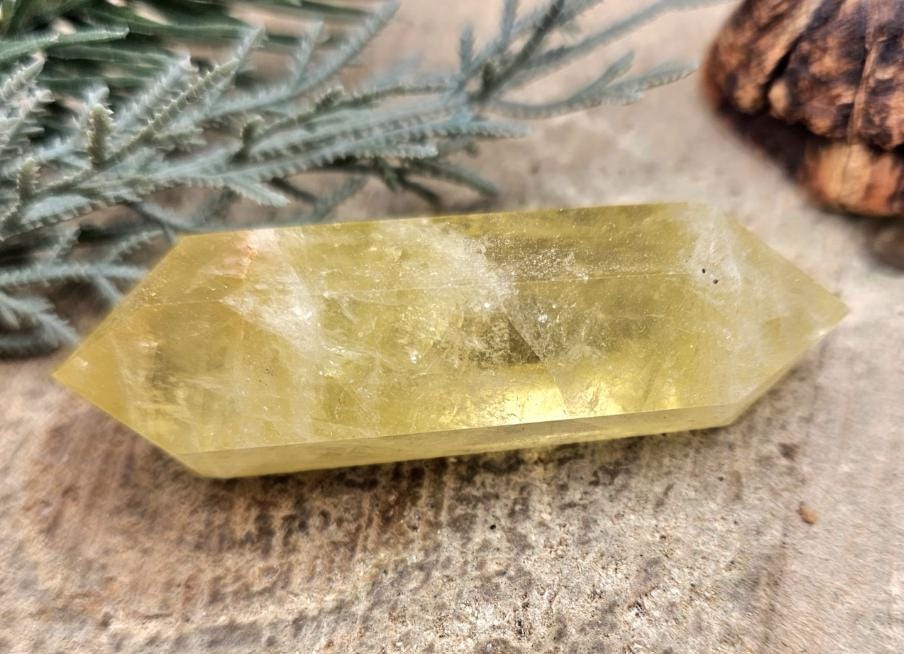 Beautiful Heated Citrine Crystal Double Tips Wand Point