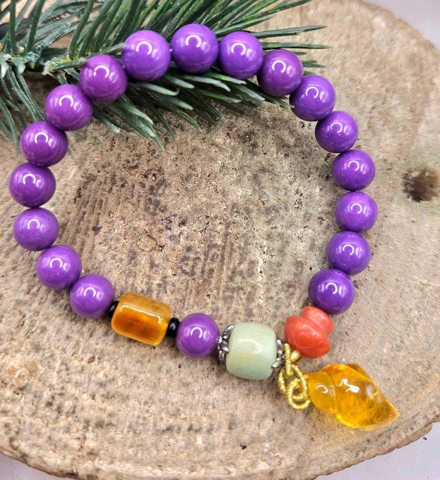 Nature Purple Mica Green Jasper Chakra Bracelet