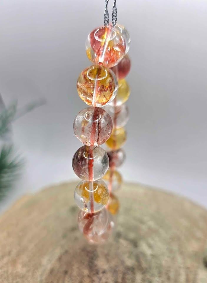 Rare Top Grade Nature Hematoid Koi Quartz 12mm Beads Bracelet