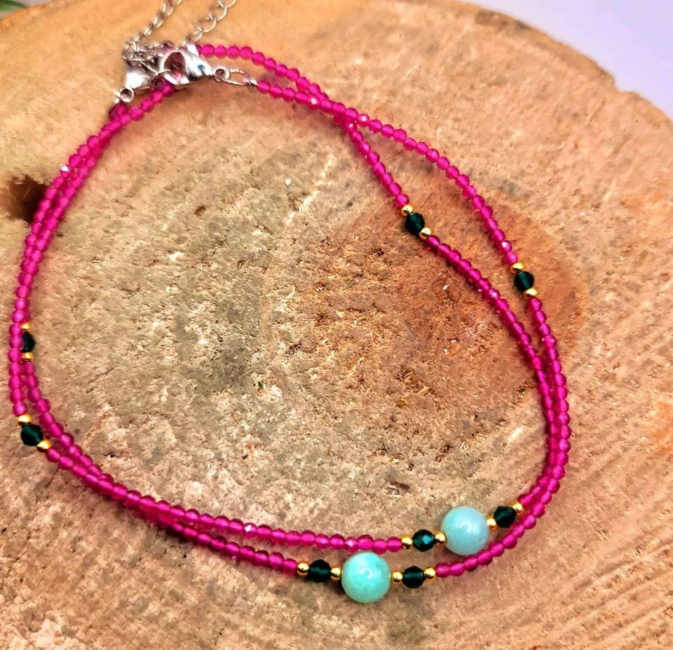 Nature Crystal Stone Colorful Ankle Bracelet