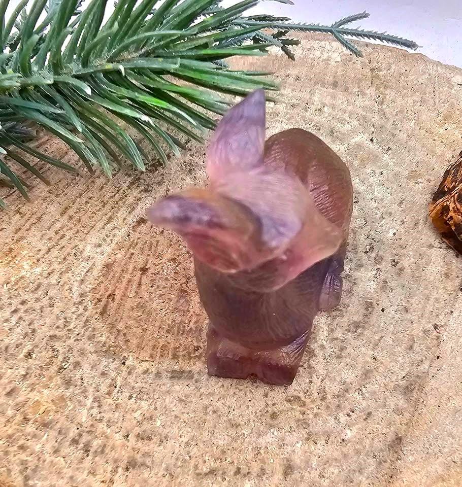 Nature Rainbow Fluorite Hand Carved 2.2" Deer Figure