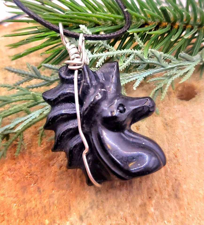 Selection Of Nature Stone Hand Carved Unicorn Pendant Necklace