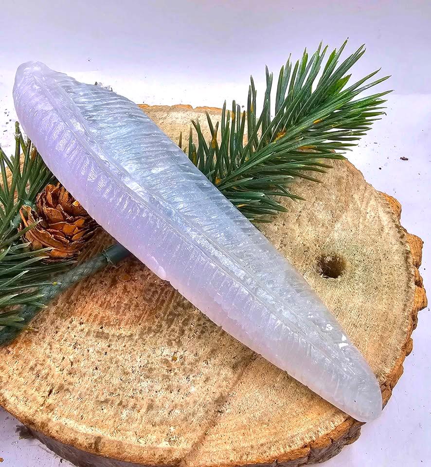 Nature Pink Fluorite Hand Carved 5.5" Long Leaf Decor