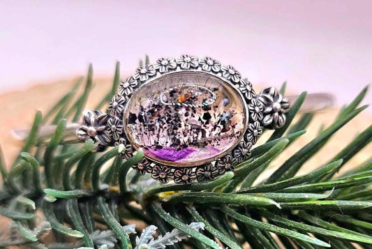 Nature Black Super Seven Crystal Sterling Silver S925 Bangle