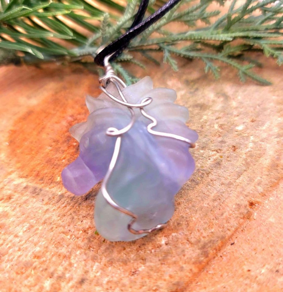 Selection Of Nature Stone Hand Carved Unicorn Pendant Necklace
