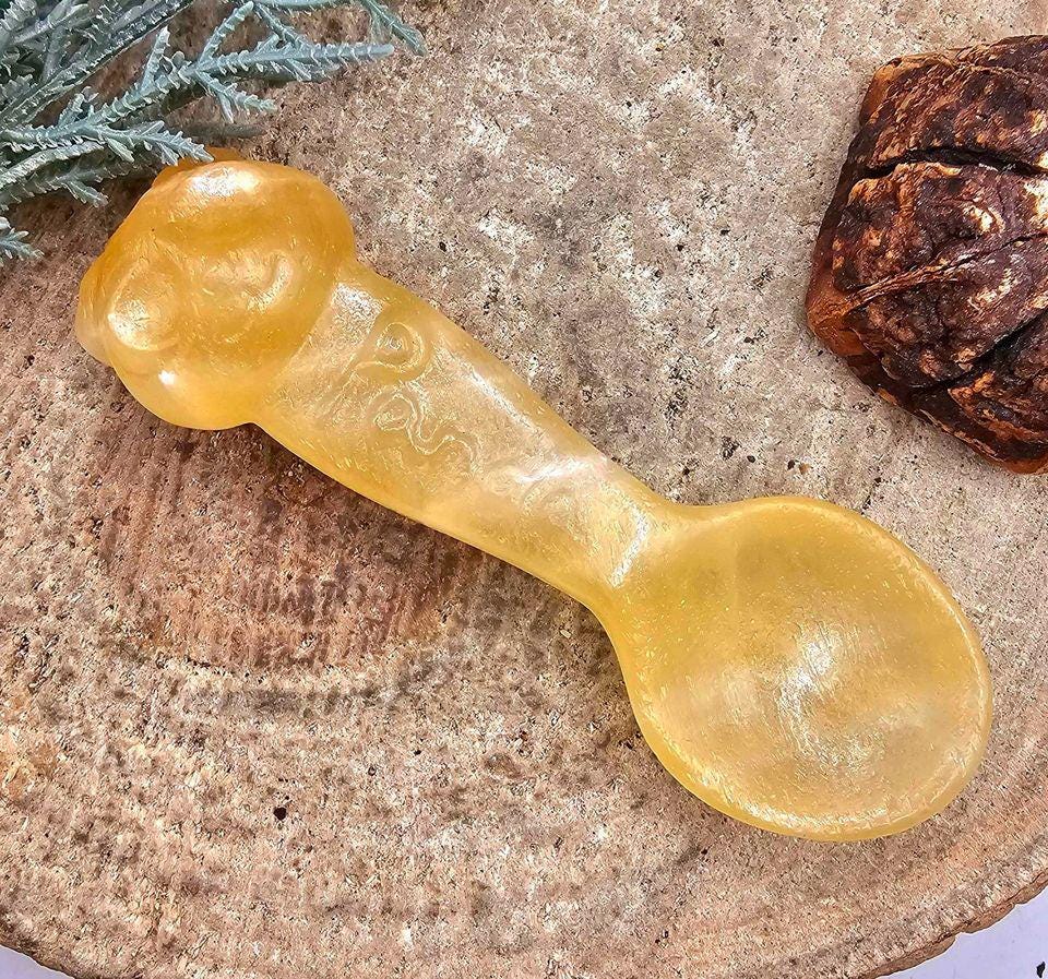 Nature Yellow Quartz Hand Carved Panda 3.2" Spoon.