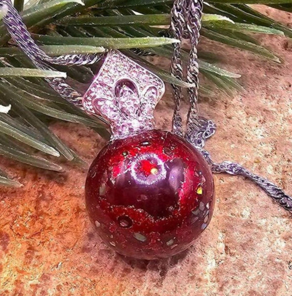 Chinese Nature Tree Lacquer Hand Painted Wood Bead Pendant Necklace