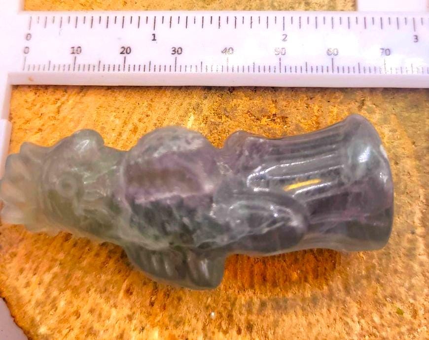 Beautiful Nature Rainbow Fluorite Hand Carved Woodpecker On Tree Stump Figure