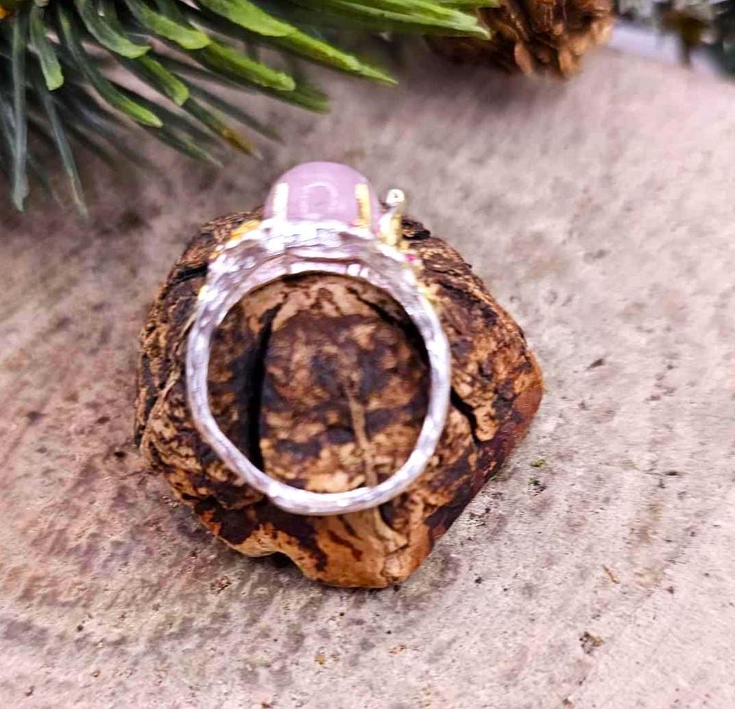 Nature Morganite Stone Adjustable Ring