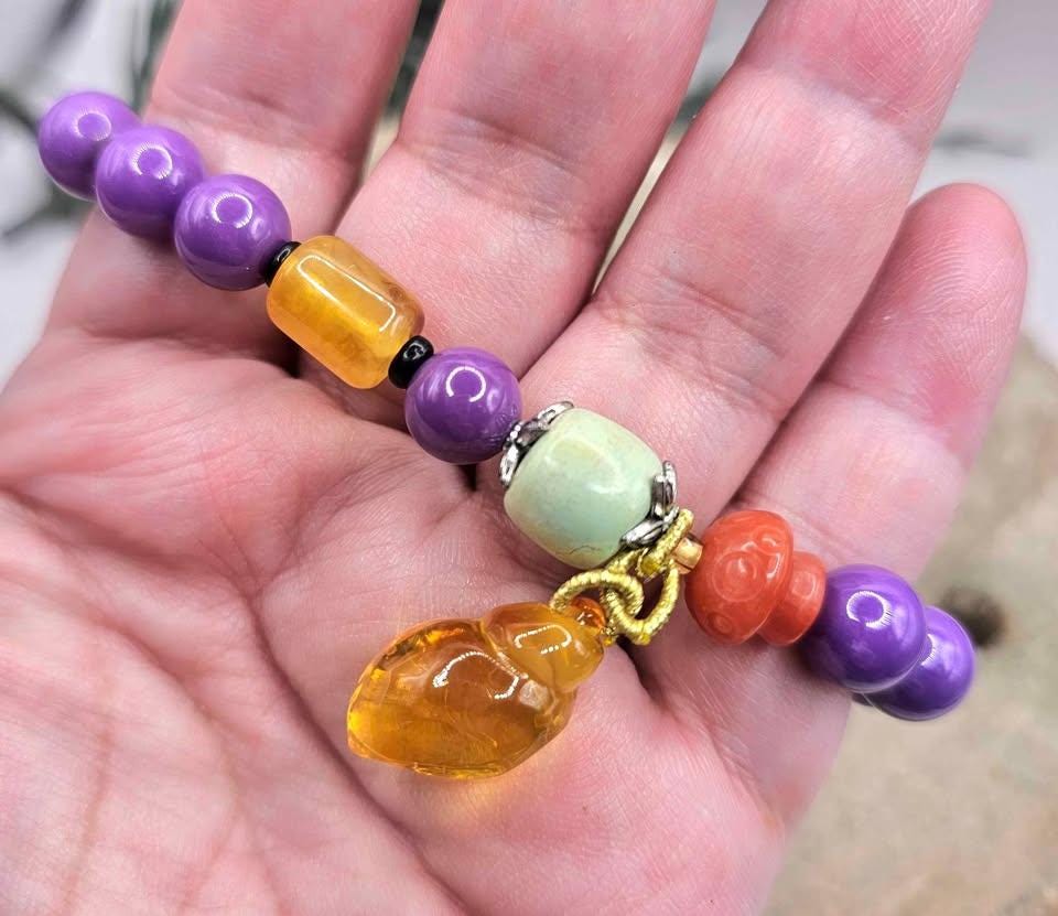 Nature Purple Mica Green Jasper Chakra Bracelet