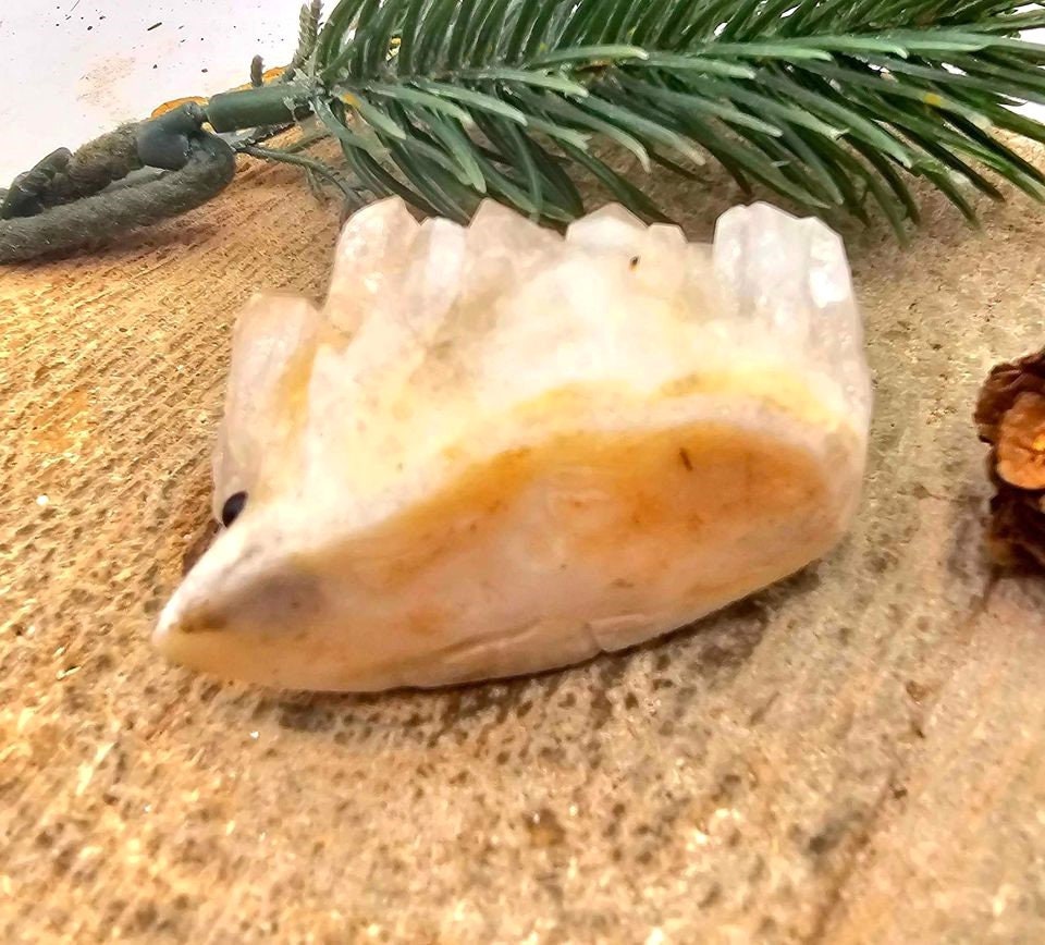 Cute Nature Cluster Hand Carved 2.3" Hedgehog Figure
