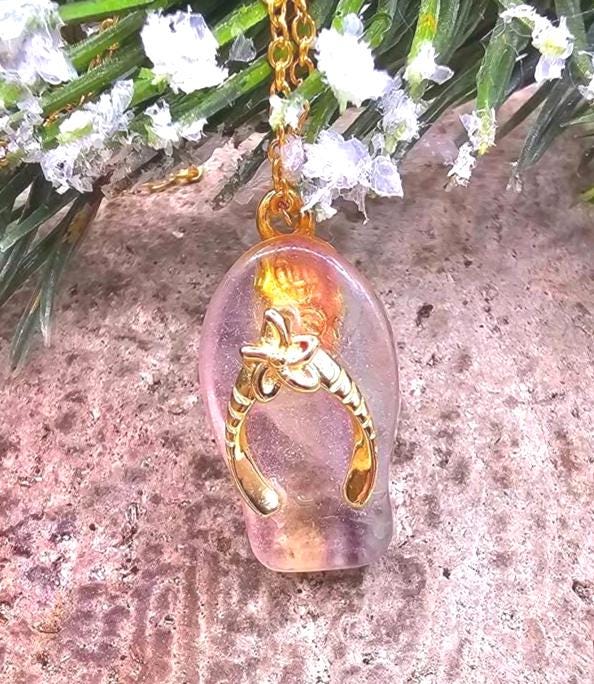 Nature Stone Cute Flip Flop Pendant Necklace