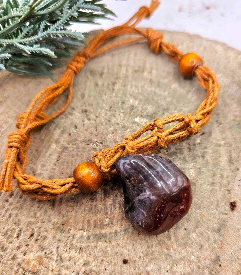 Nature Auralite 23 Polished Stone With Mesh Cage Adjustable Bracelet