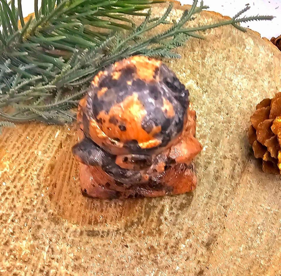 Unique Nature Mahogany Obsidian Carved Neko Ni Tako (Cat God & Octopus) Figure