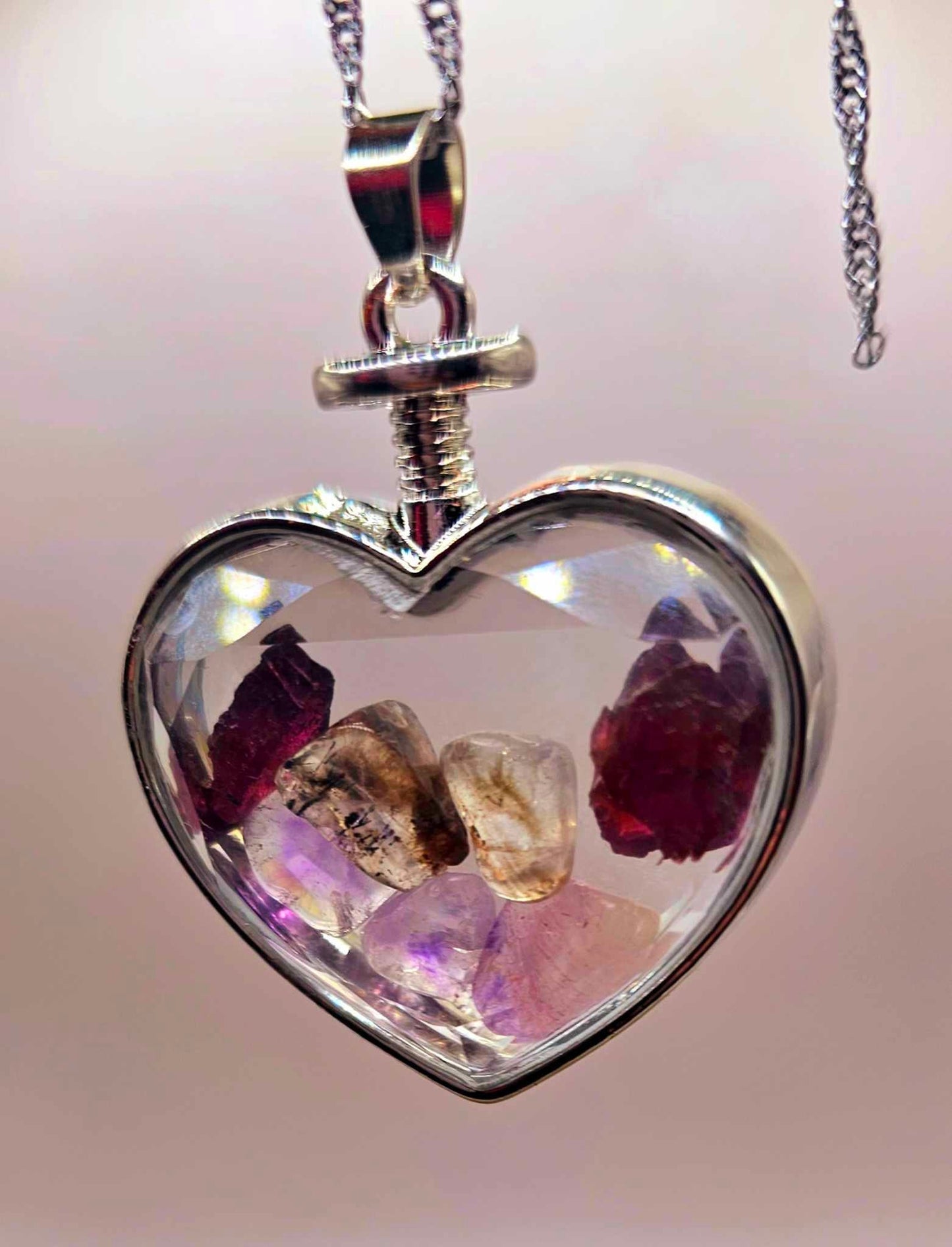 Nature Super Seven Mixed Stone Floating Pendant Necklace