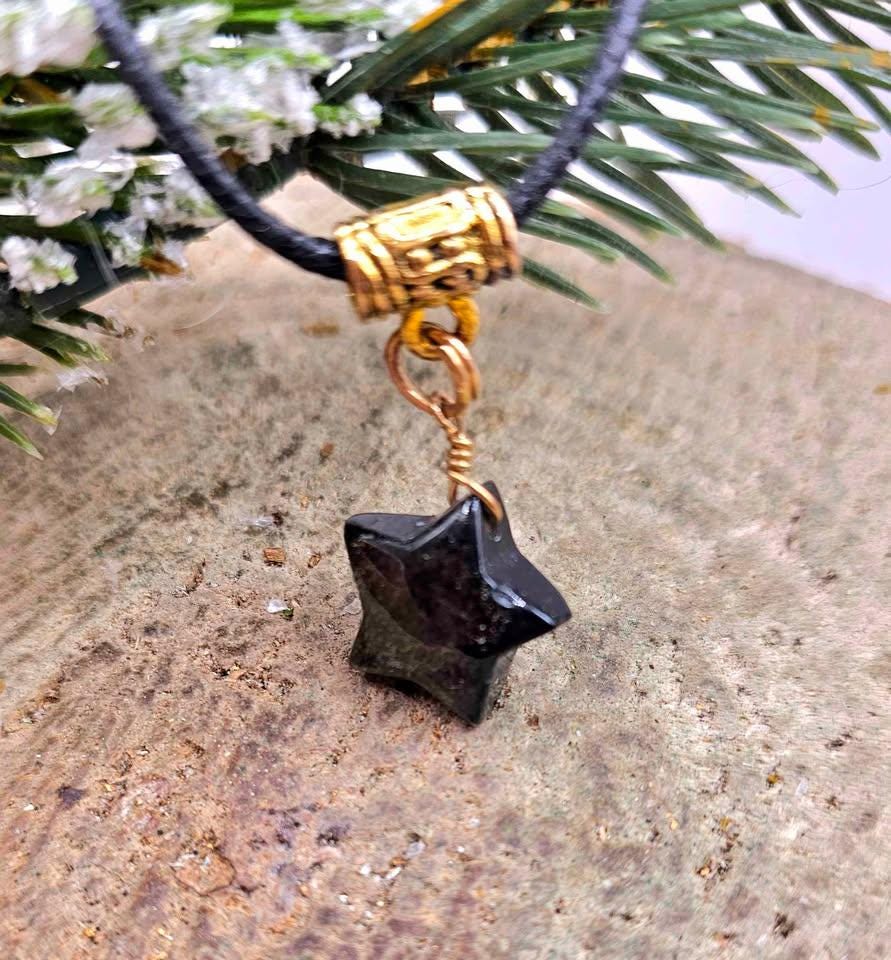 Nature Gold Obsidian Flashy Star Pendant Necklace