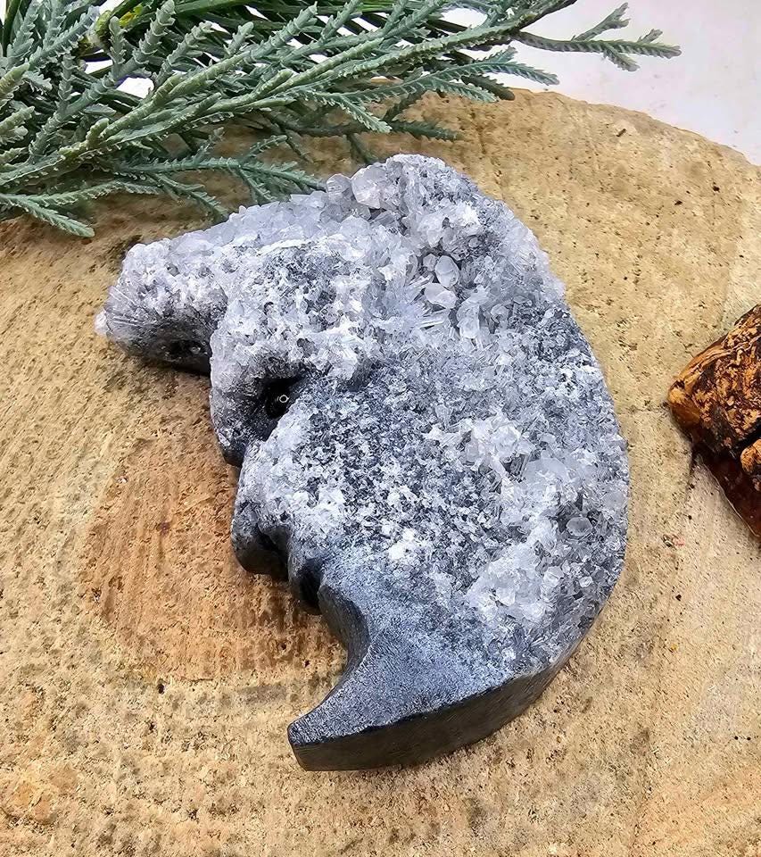 Nature Purple Fluorite Crescent Moon Decor