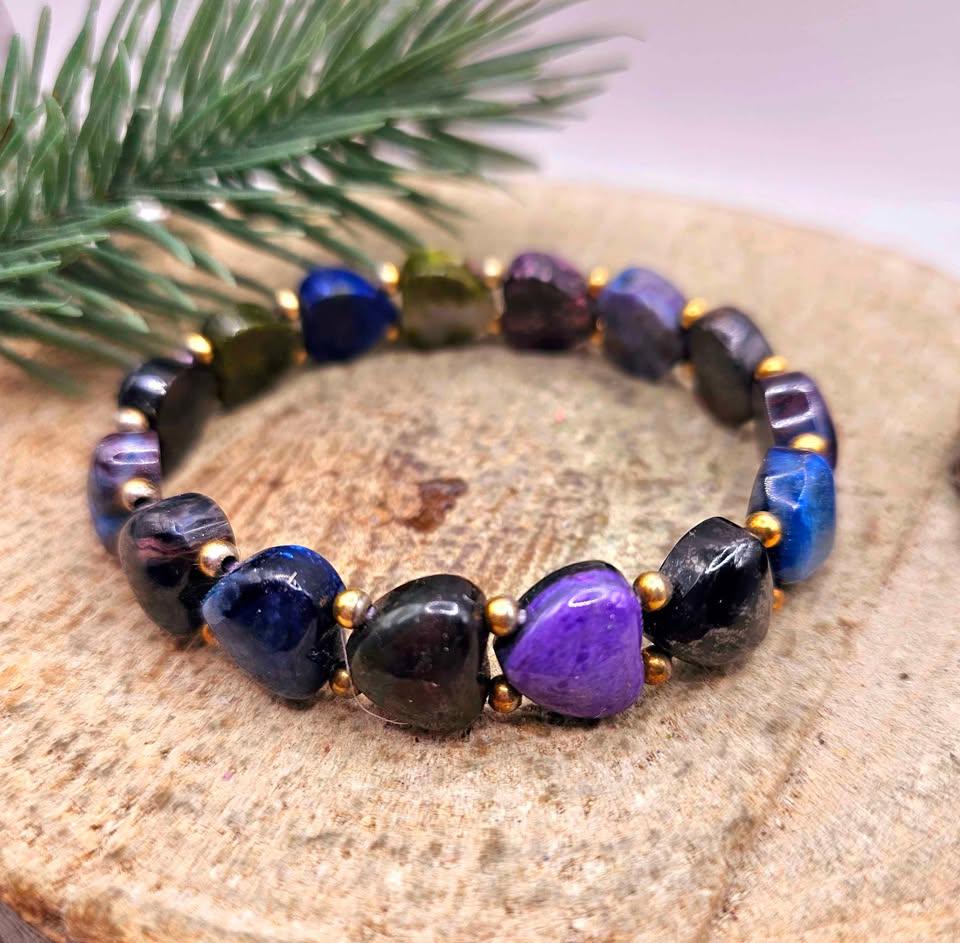 Rare Nature Mixed Colors Sugilite Heart Beads Bracelet