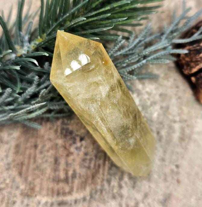 Beautiful Heated Citrine Crystal Double Tips Wand Point