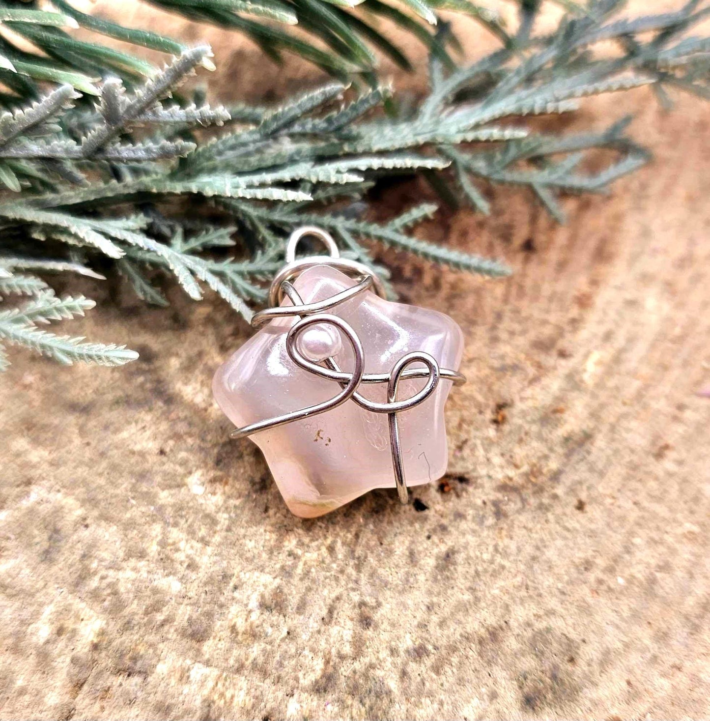 Nature Crystal Stone Quartz Wire Wrapped Pendant Necklace