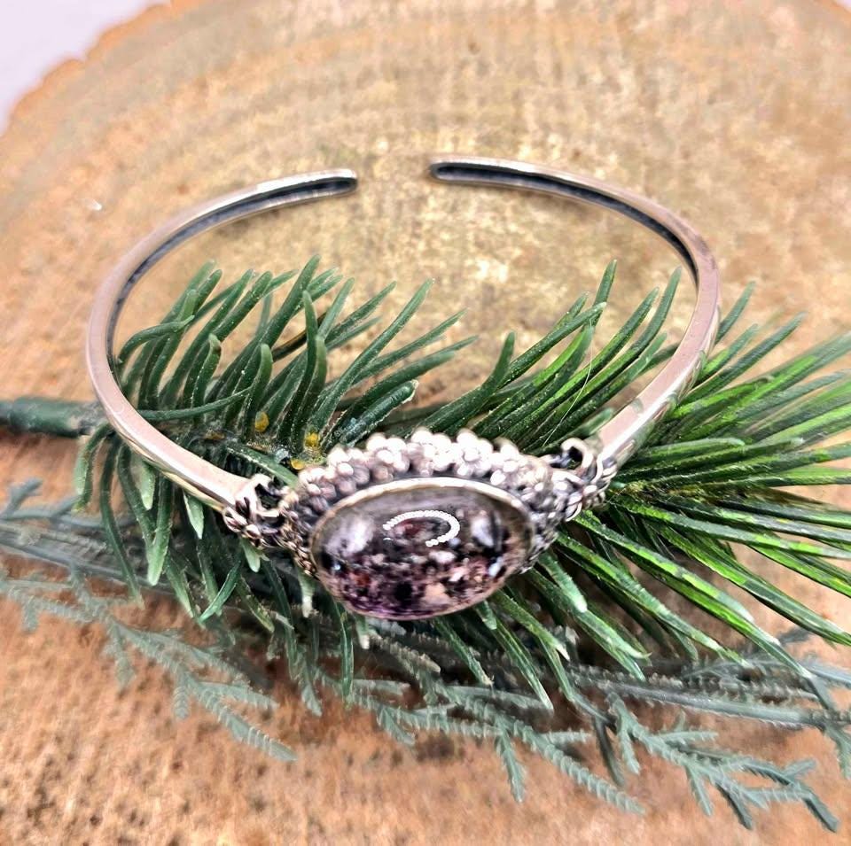 Nature Black Super Seven Crystal Sterling Silver S925 Bangle