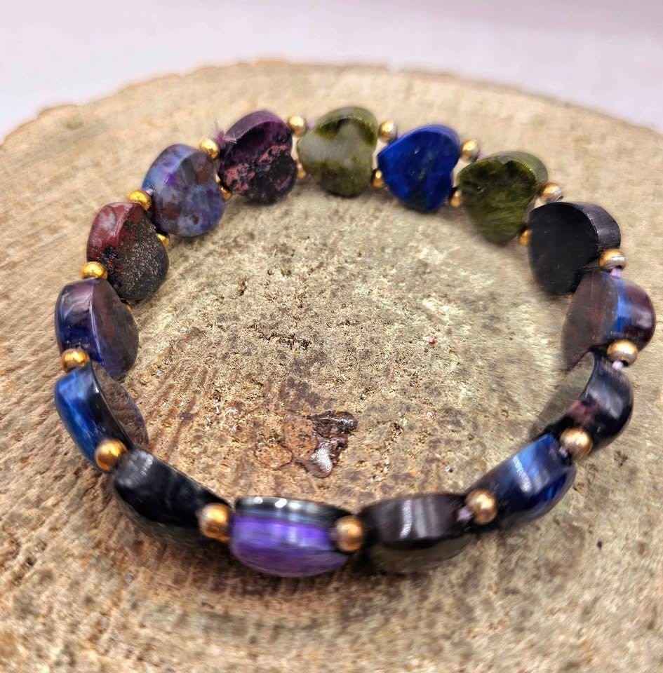 Rare Nature Mixed Colors Sugilite Heart Beads Bracelet