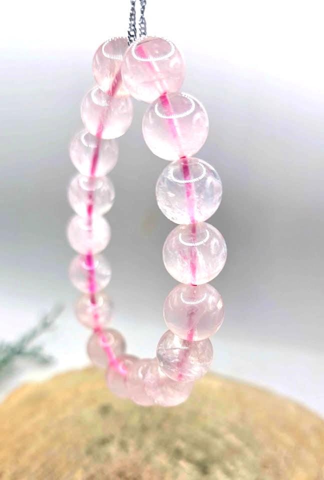 Nature Rose Quartz 12mm Round Beads Bracelet