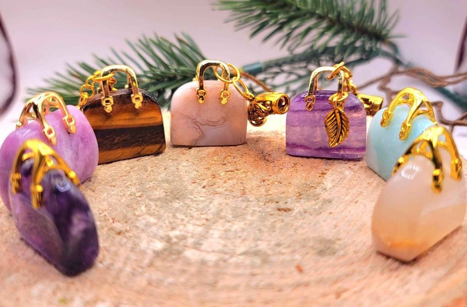Beautiful Nature Crystal Stone Handbag Pendant Necklace