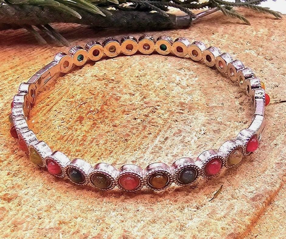 Multi Colors Mixed Nature Crystal Stones e Bangle