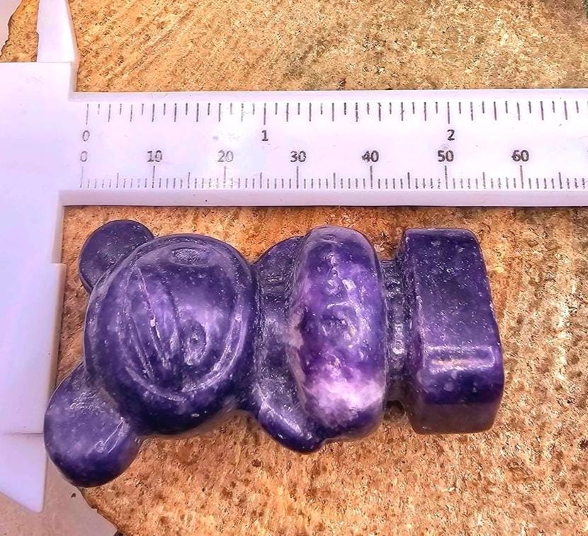 Nature Purple Lilacs Stone Hand Carved Cute Girl 2" Decor Figure