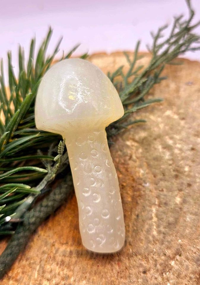 Rare Nature Agate Hand Carved 2.8" Big Mushroom Figure