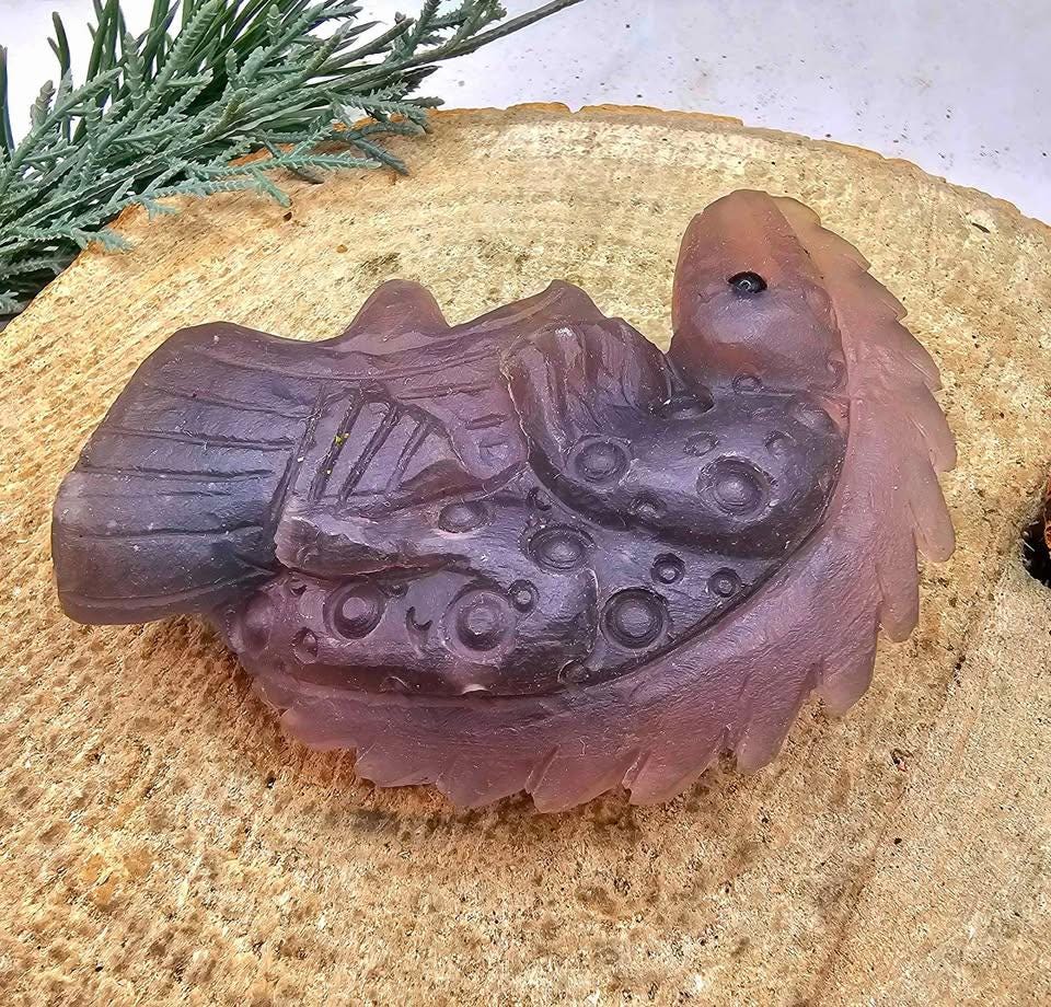 Nature Purple Fluorite Hand Carved 3" Lizard Figure Decor