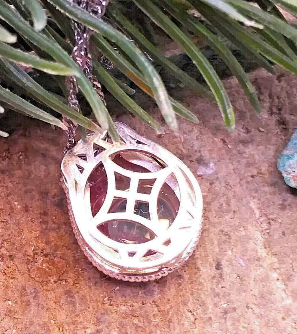 Rare Premium Nature Watermelon Tourmaline Totoro S925 Big Charm Necklace