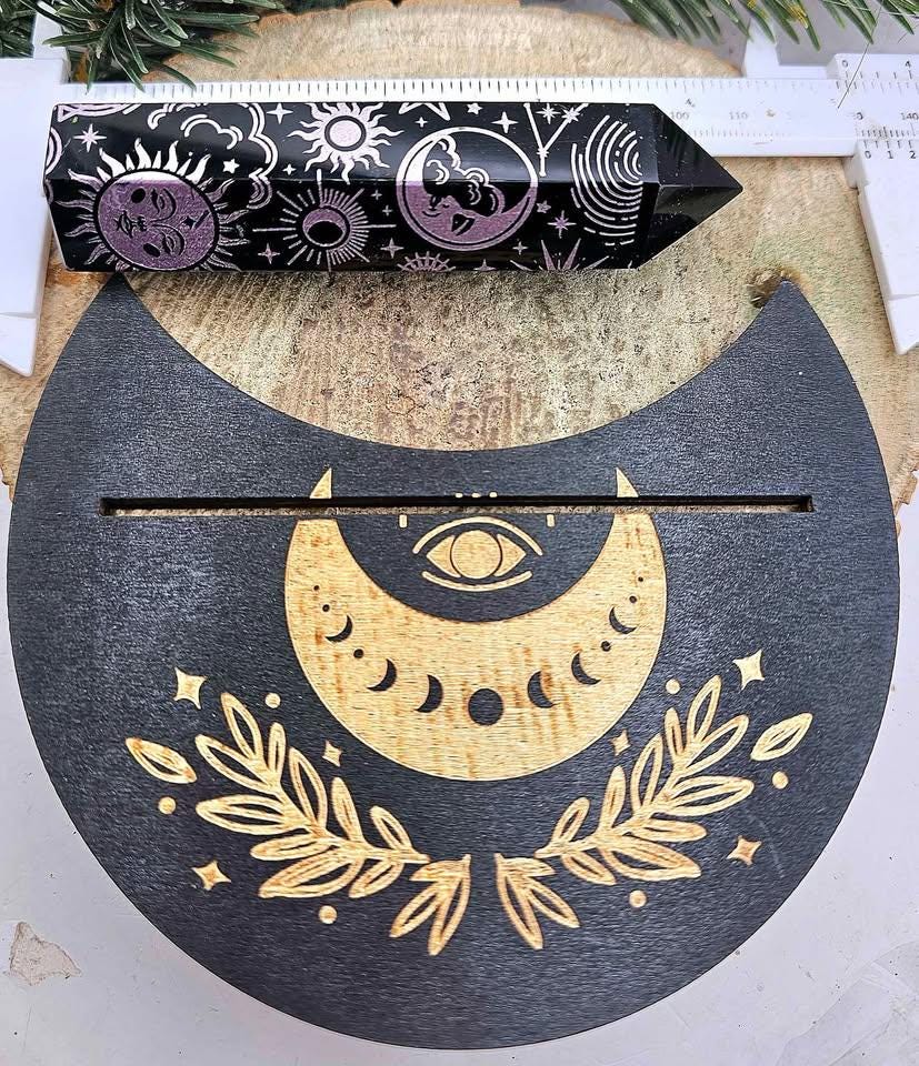 Nature Obsidian 4” Wand With Tarot Card Holder