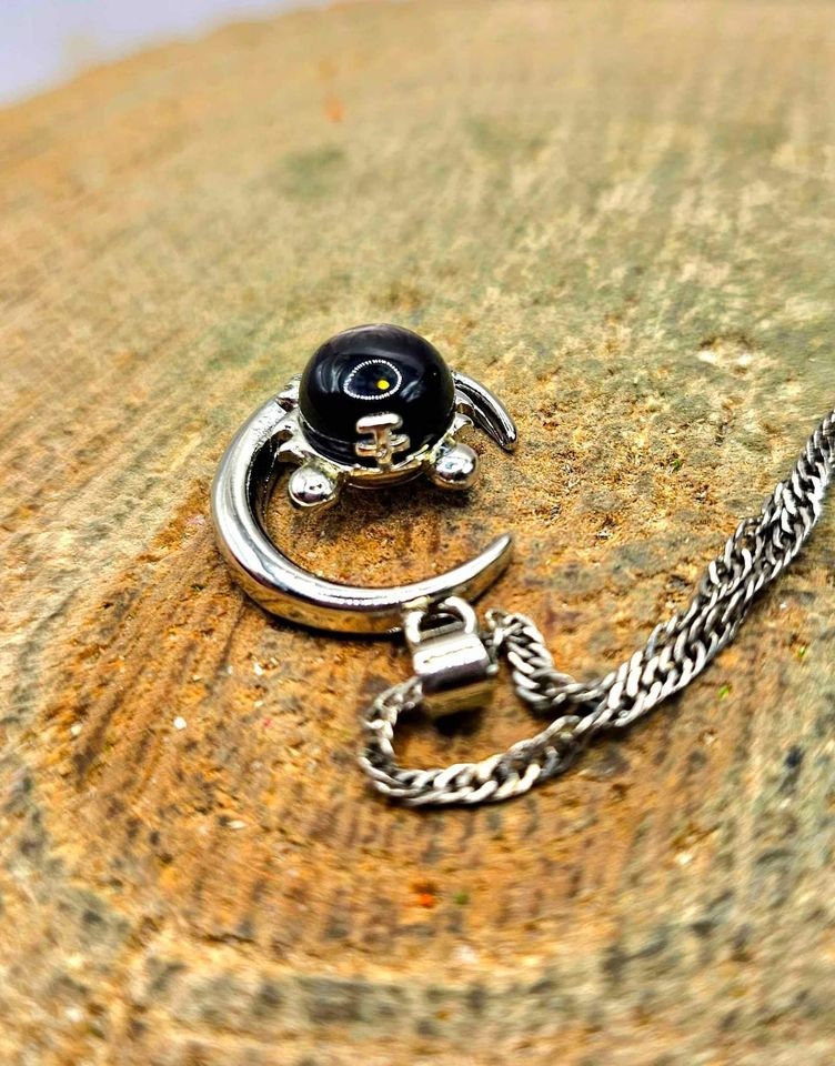 Nature Cat Eye Flash Silver Obsidian Tiger King Pendant Necklace