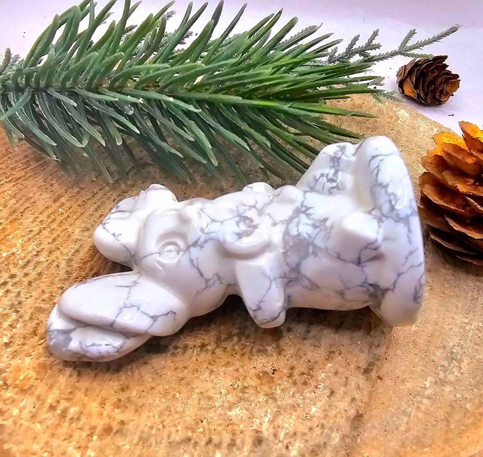 Adorable Nature Howlite Hand Carved Forest Spirit Decor Figure
