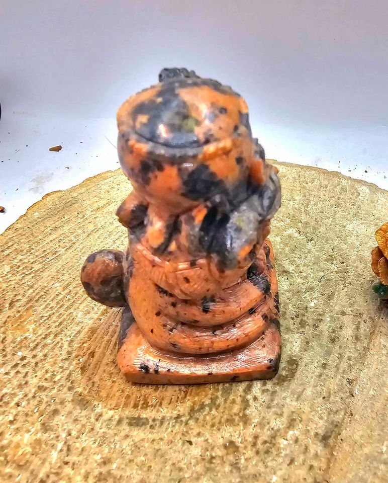 Unique Nature Mahogany Obsidian Carved Neko Ni Tako (Cat God & Octopus) Figure