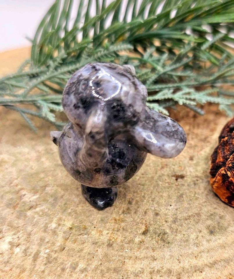 Nature Larvikite Hand Carved Flashy Cute Psyduck Figure