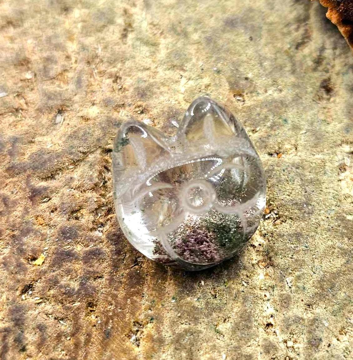 Nature Garden Quartz Hand Carved Cute Cat Pendant Necklace